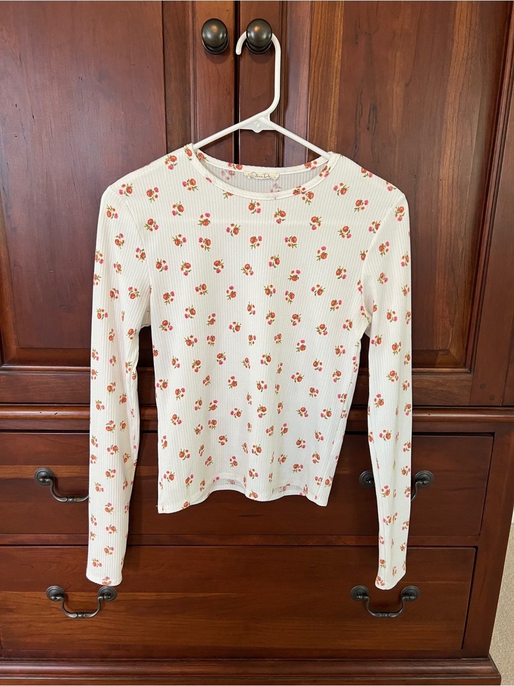 Long Sleeve Olivia Rae Cream Floral Ribbed Top